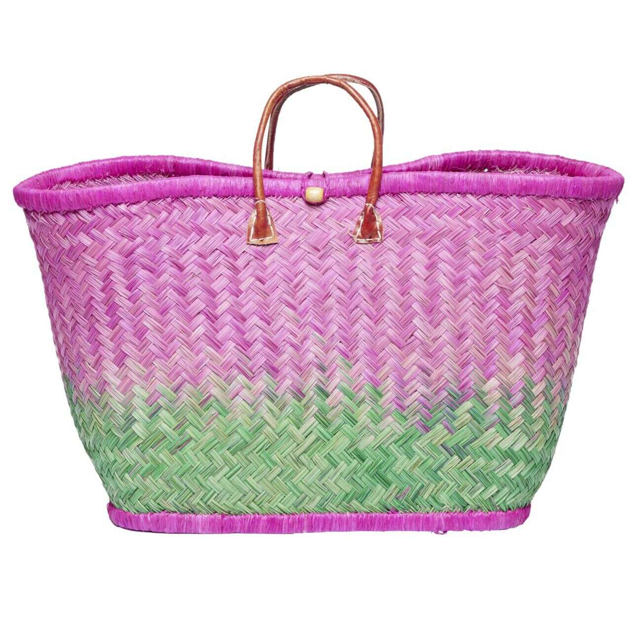 Panier de plage en fibre naturelle et cuir (plusieurs modèles)