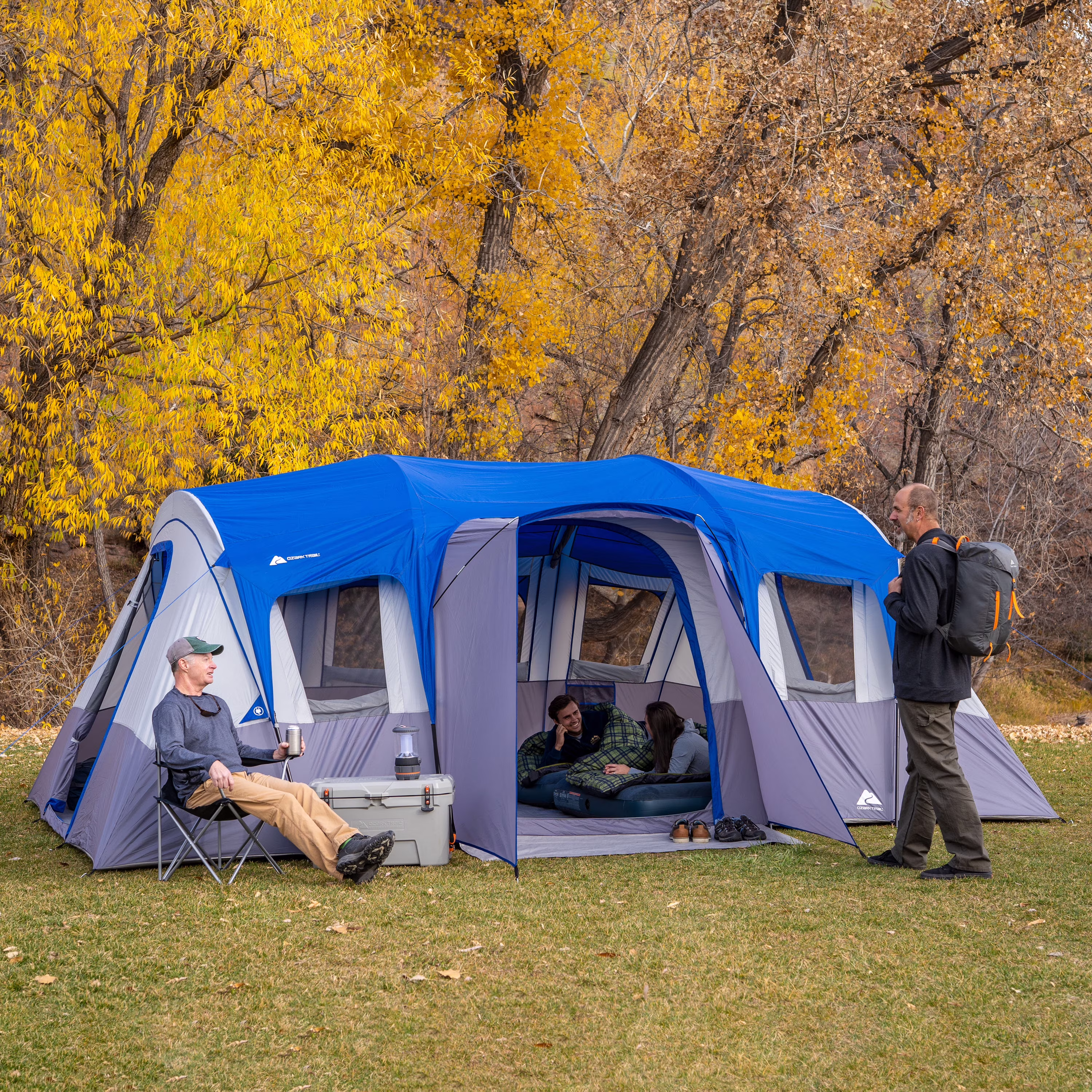 16-Person 3-Room Cabin Tent, with 3 Entrances