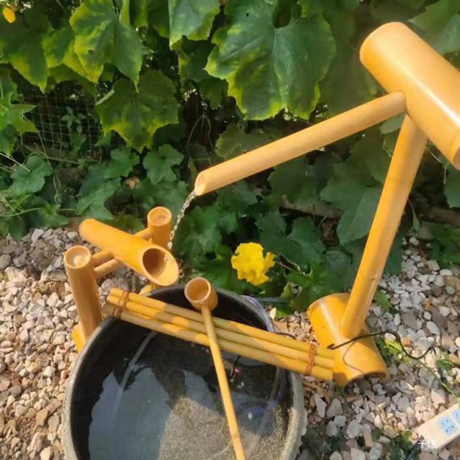 Swing Fountain For Outdoors, Zen Garden Water Fountain Bamboo, With Pump, DIY Zen Fountain, Bamboo Water Feature Zen Fountain Set - Image 4