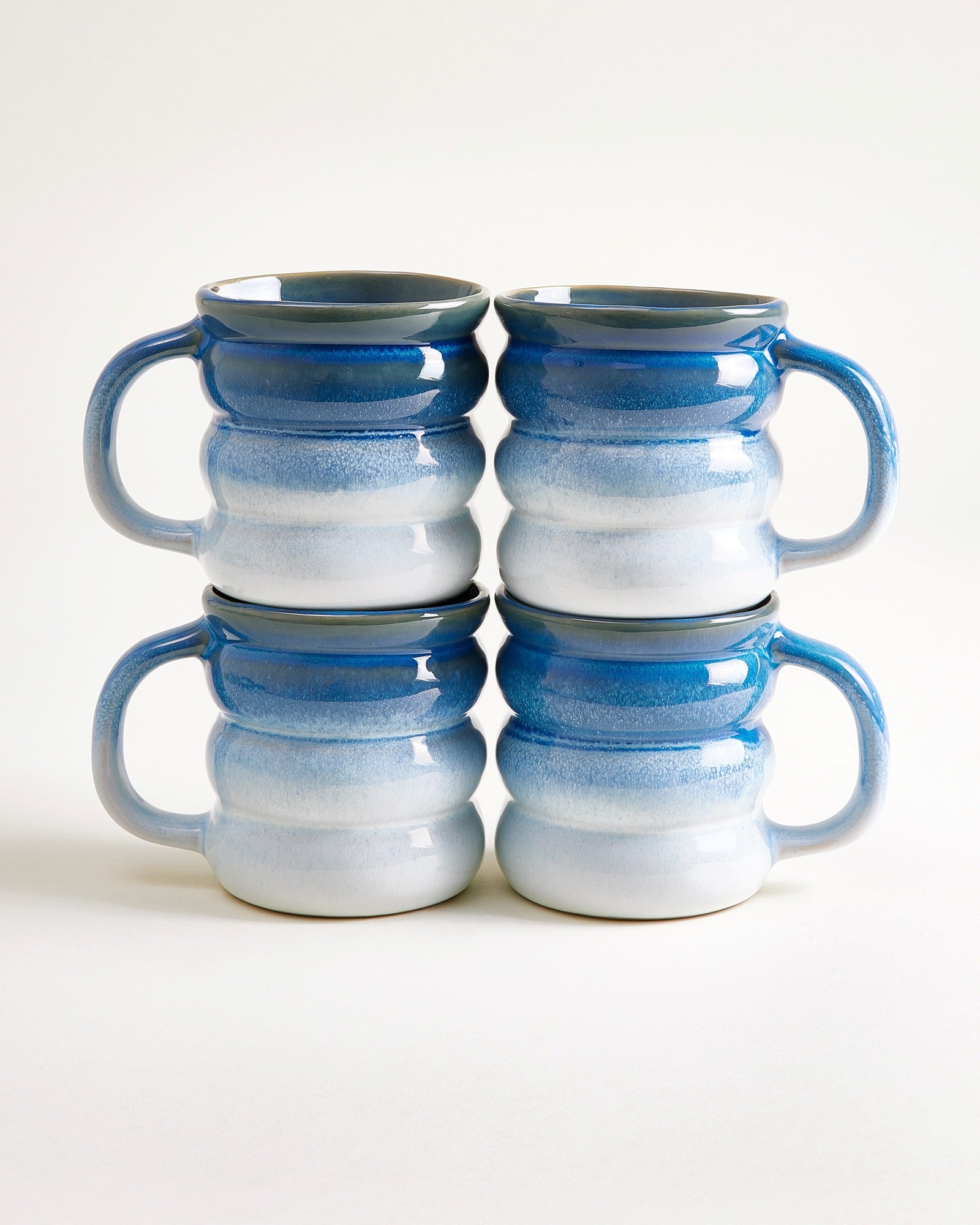 OMBRA - LARGE MUG BUBBLE DARK BLUE LIGHT BLUE SET OF 4