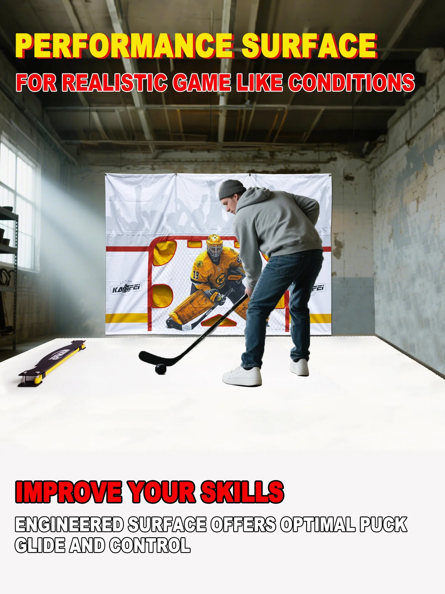 Hockey Synthetic Ice Tiles, 12 Pack 18" x 18" Hockey Flooring Tiles, Expandable Hockey Training Surface, Easy to Assemble - Image 2