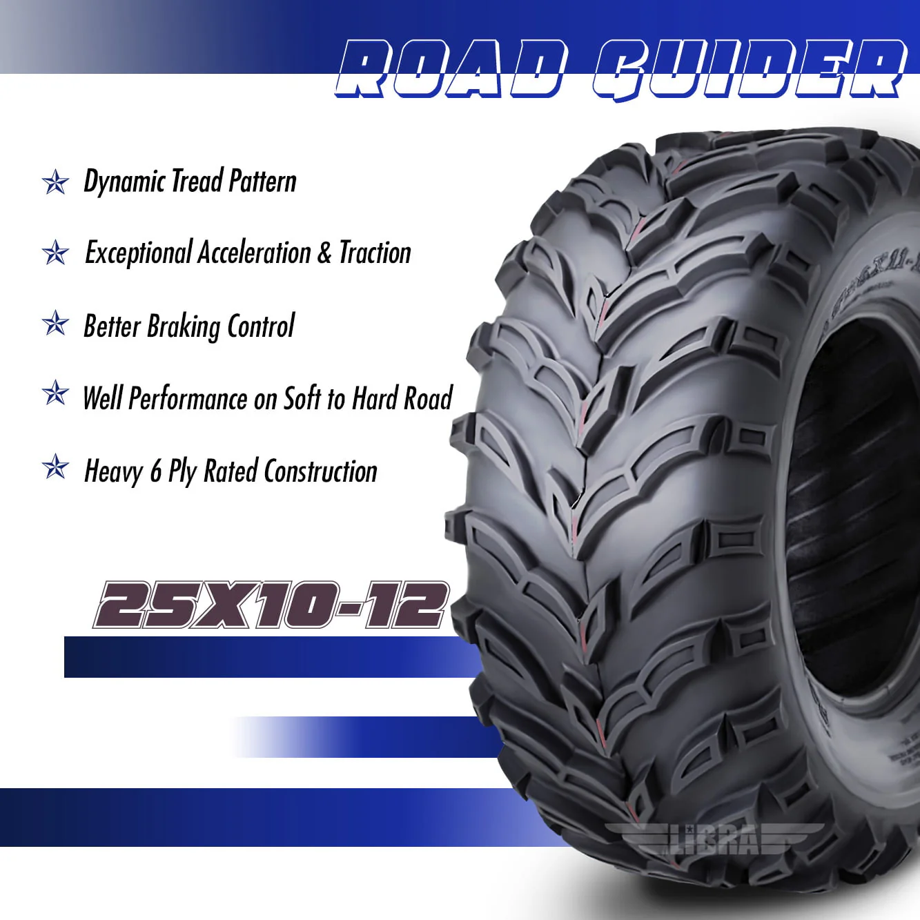 Roadguider ATV/UTV Tires 25x10 - 12 6PR 10273, Set 2