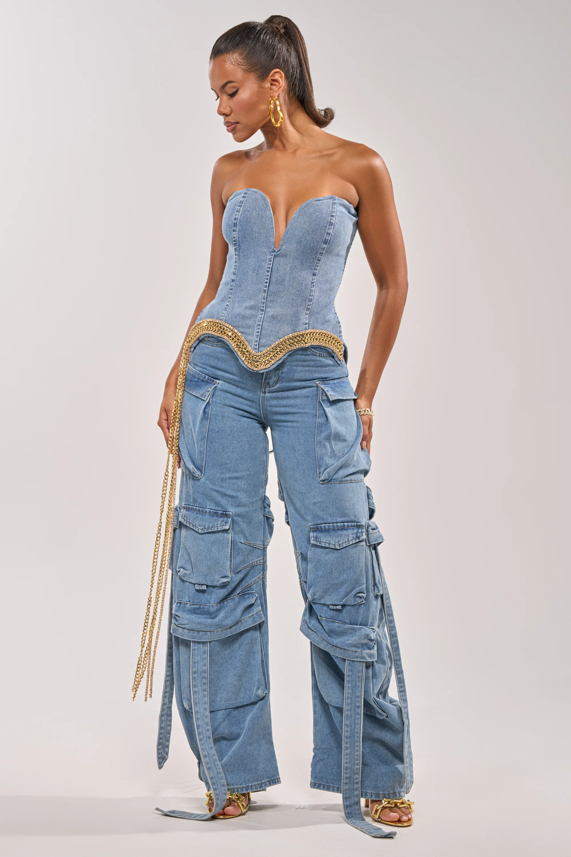 SHOW IT OFF DENIM CORSET - Akira Store