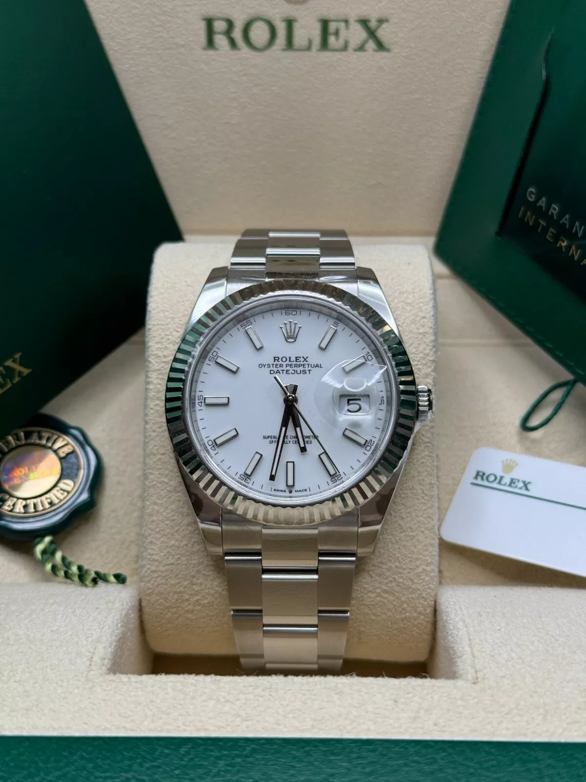 [Super Clone]RLX  Datejust 41mm  White Index Oyster Stainless Steel Men’s Watch - 126334-0009