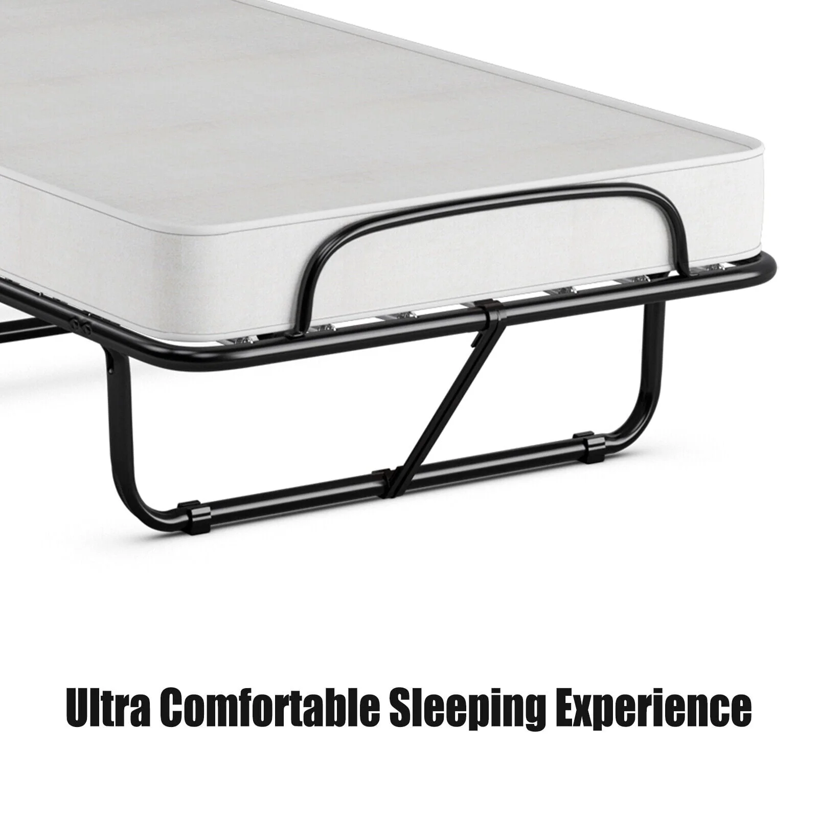 Rollaway Folding Metal Bed Memory Foam Mattress Cot Guest Made in Italy - Image 5