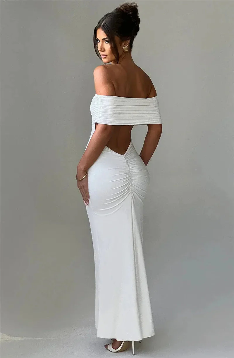 Robe maxi dos nu sans bretelles pour femmes