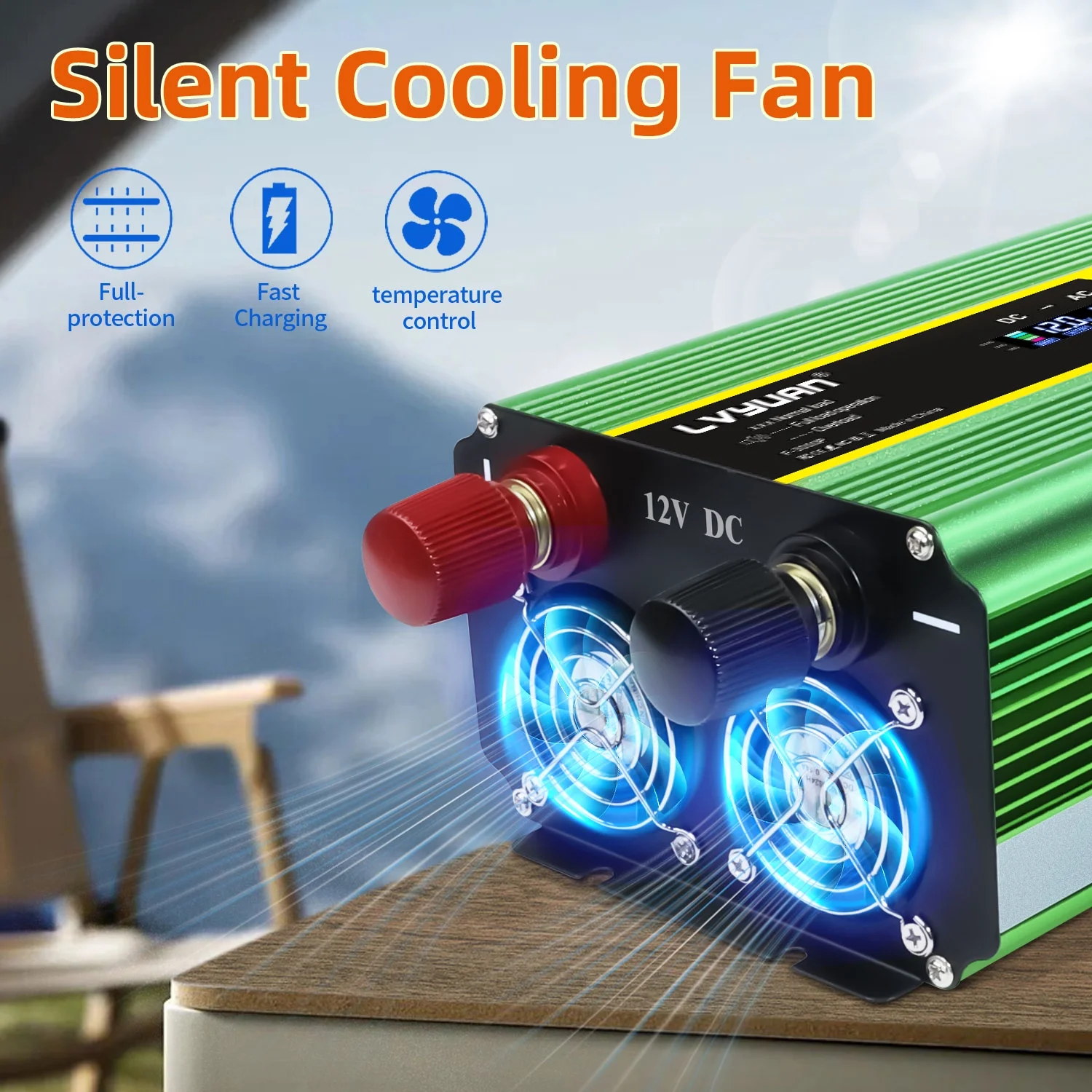 LVYUAN 3000watts Pure Sine Wave Power Inverter DC 12V to AC 110V 120V Converter 4USB 4AC LCD Display with Remote Control