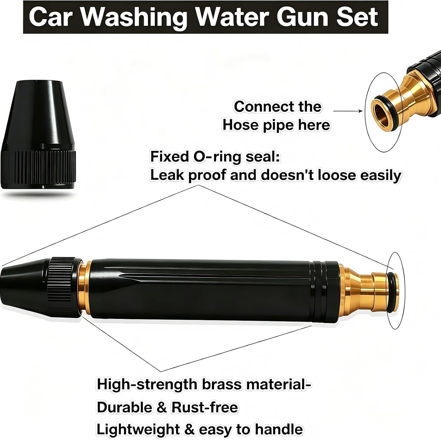 Car Washing Water Gun Set, Washing Water Gun Set, High Pressure Hose Nozzle, Multi-Function Lawn & Garden Watering Sprayer, Heavy Duty Garden Hose Nozzle, Spray Nozzles for Cleaning Yard Pets Car