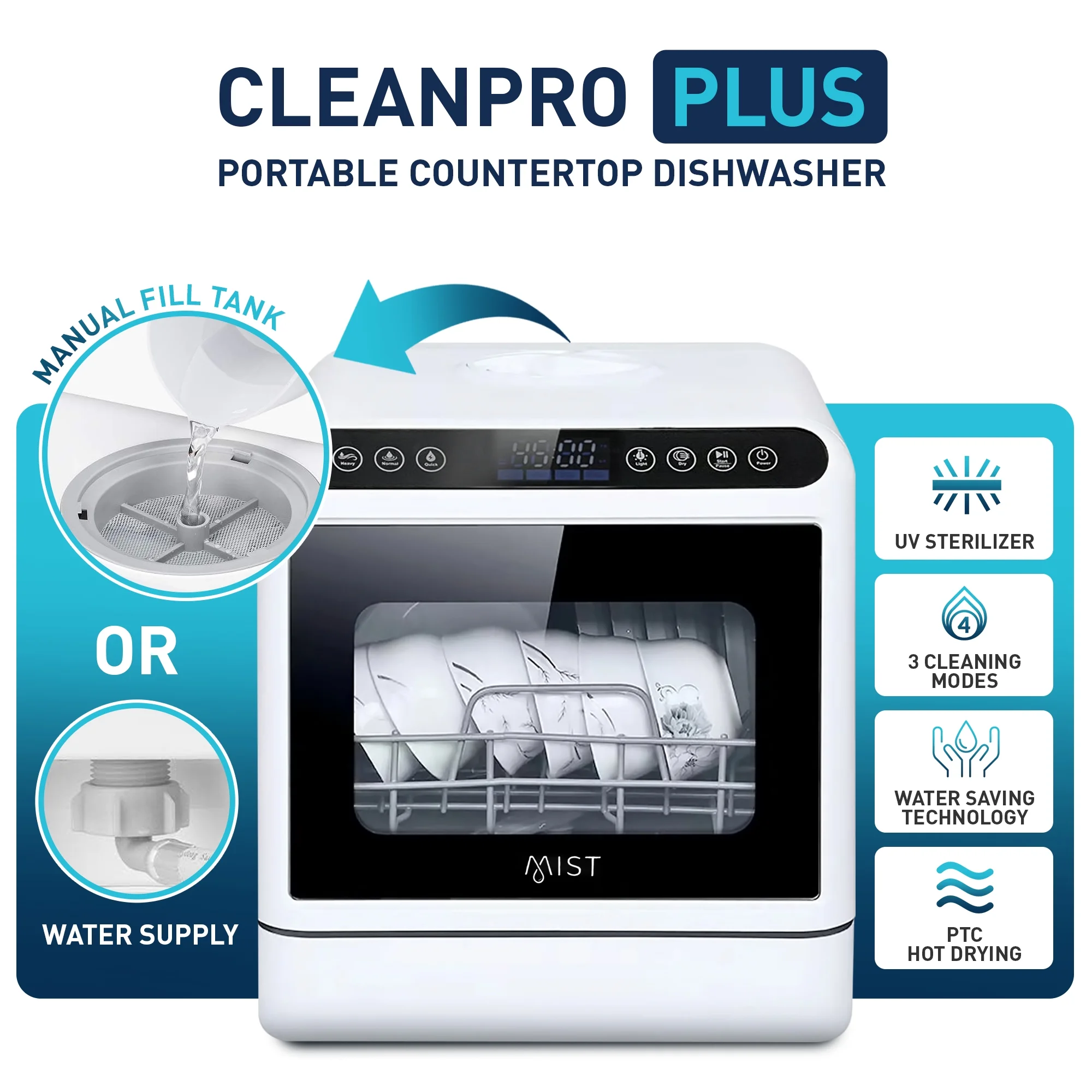 Portable Countertop Dishwasher with 4 Washing Programs and 360�� Dual Spray - Image 8