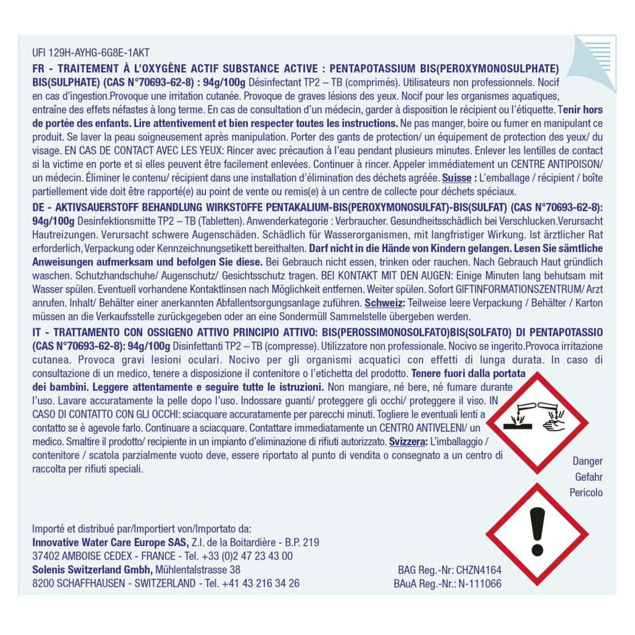 Traitement choc sans chlore pastille 20g Marina 1,2kg