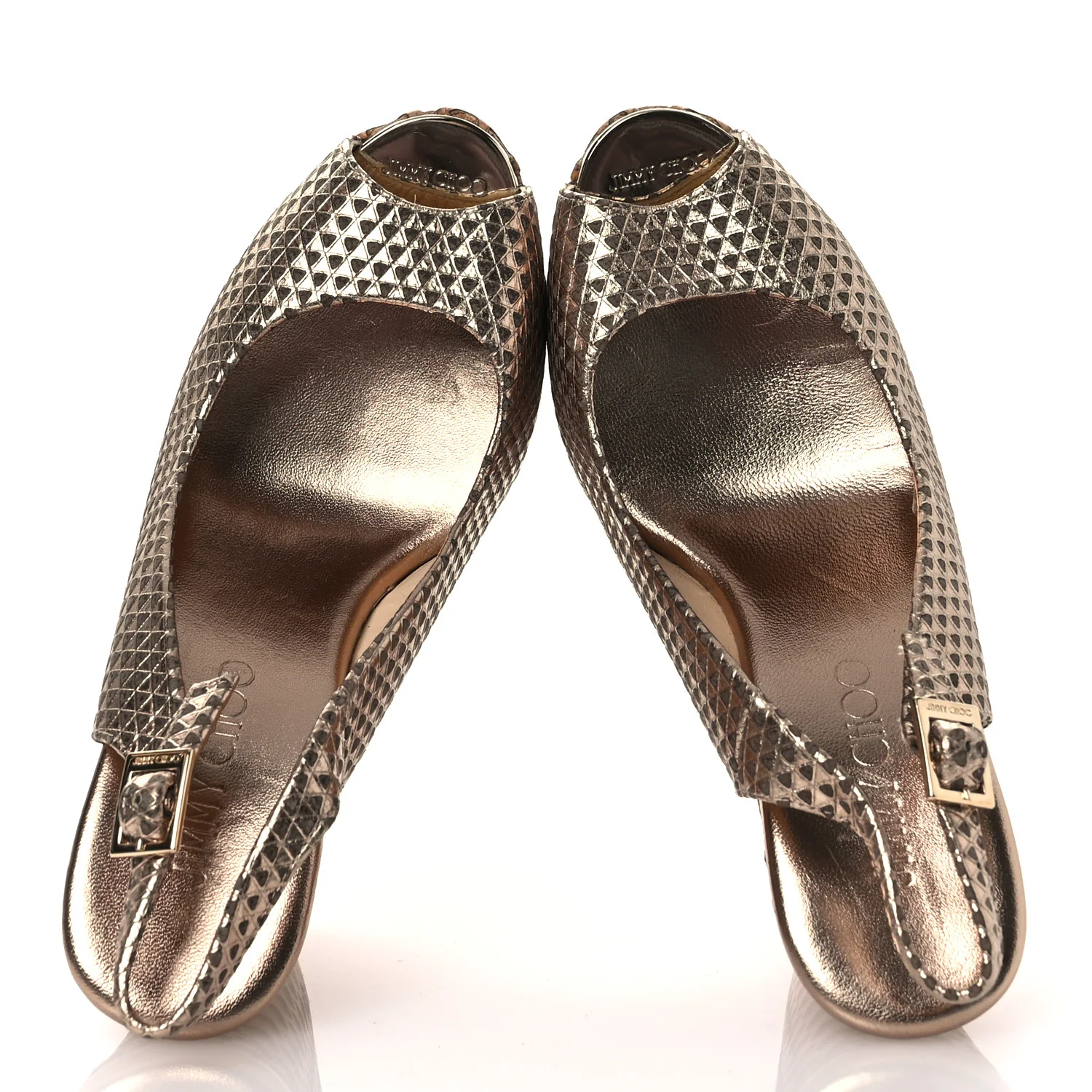 Metallic Embossed Calfskin Pacific 120mm Peep-Toe Cork Wedge Sandal 36 Gold