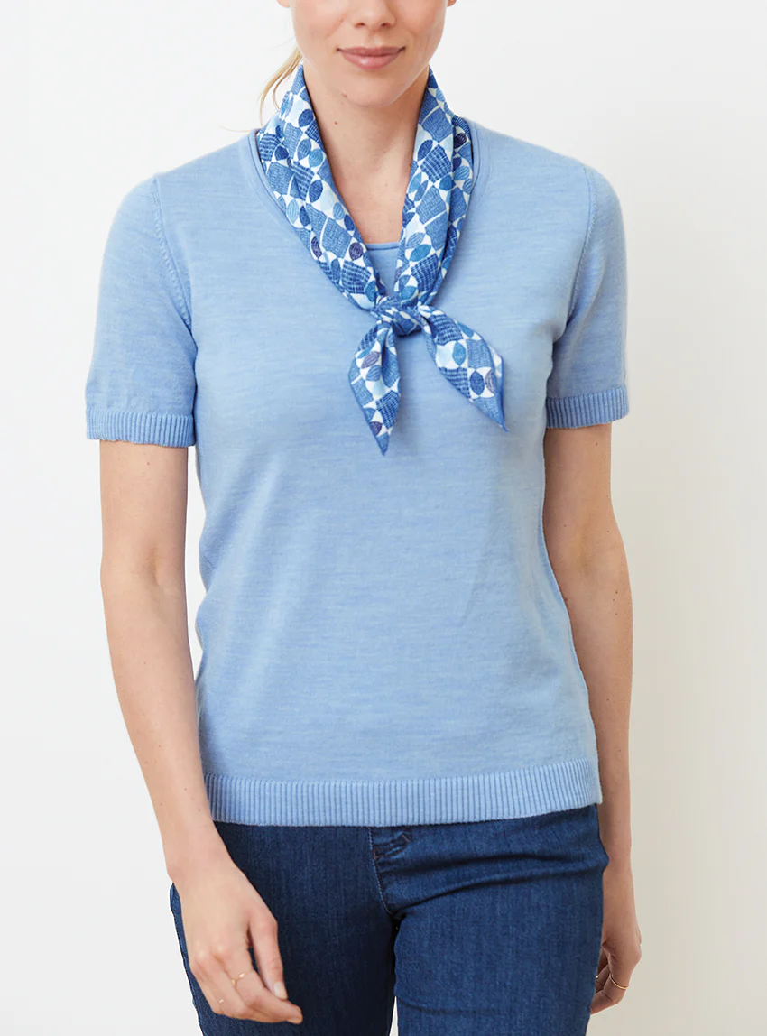 Foulard carré femme graphique bleu