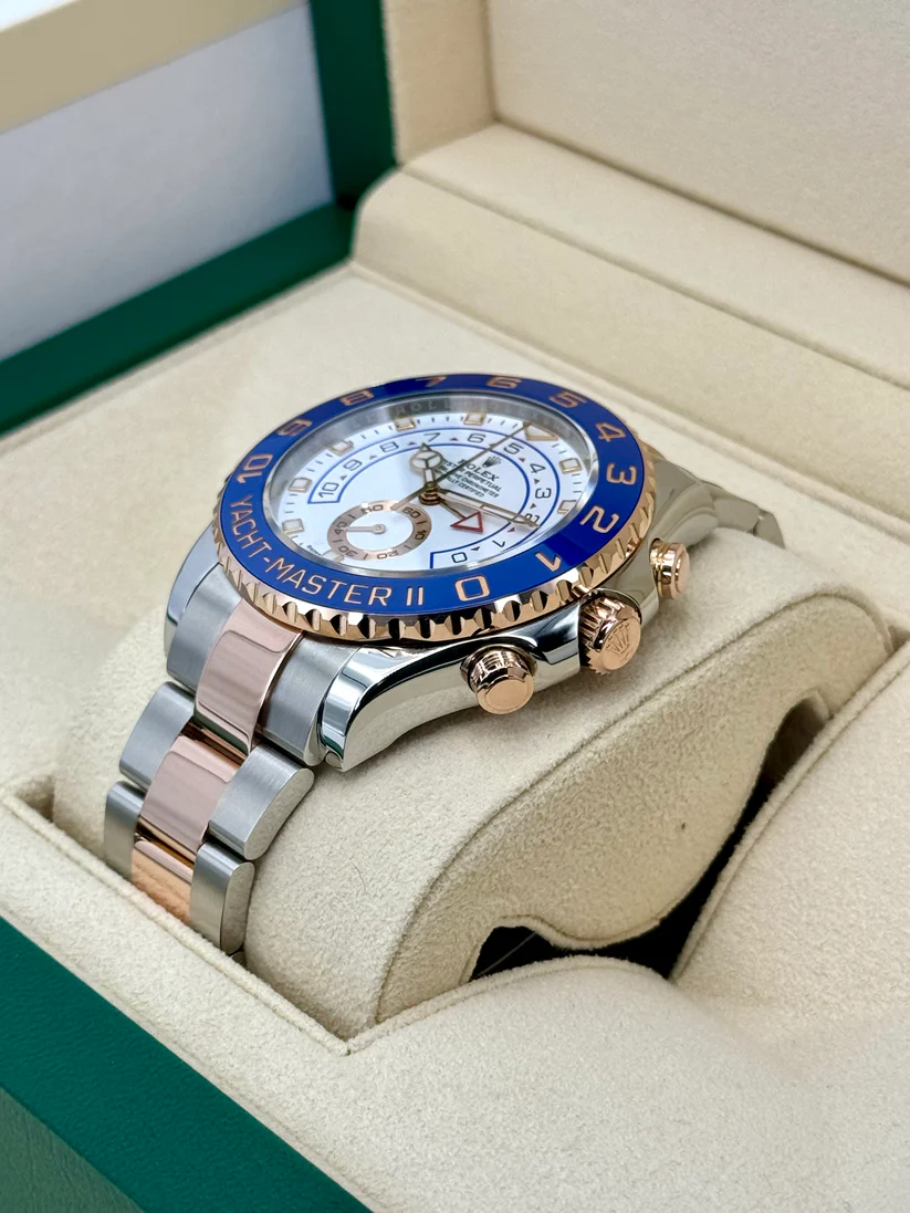 [Super Clone]Rolex Yacht-Master II Two Tone Steel Rose Gold White Dial Watch 116681