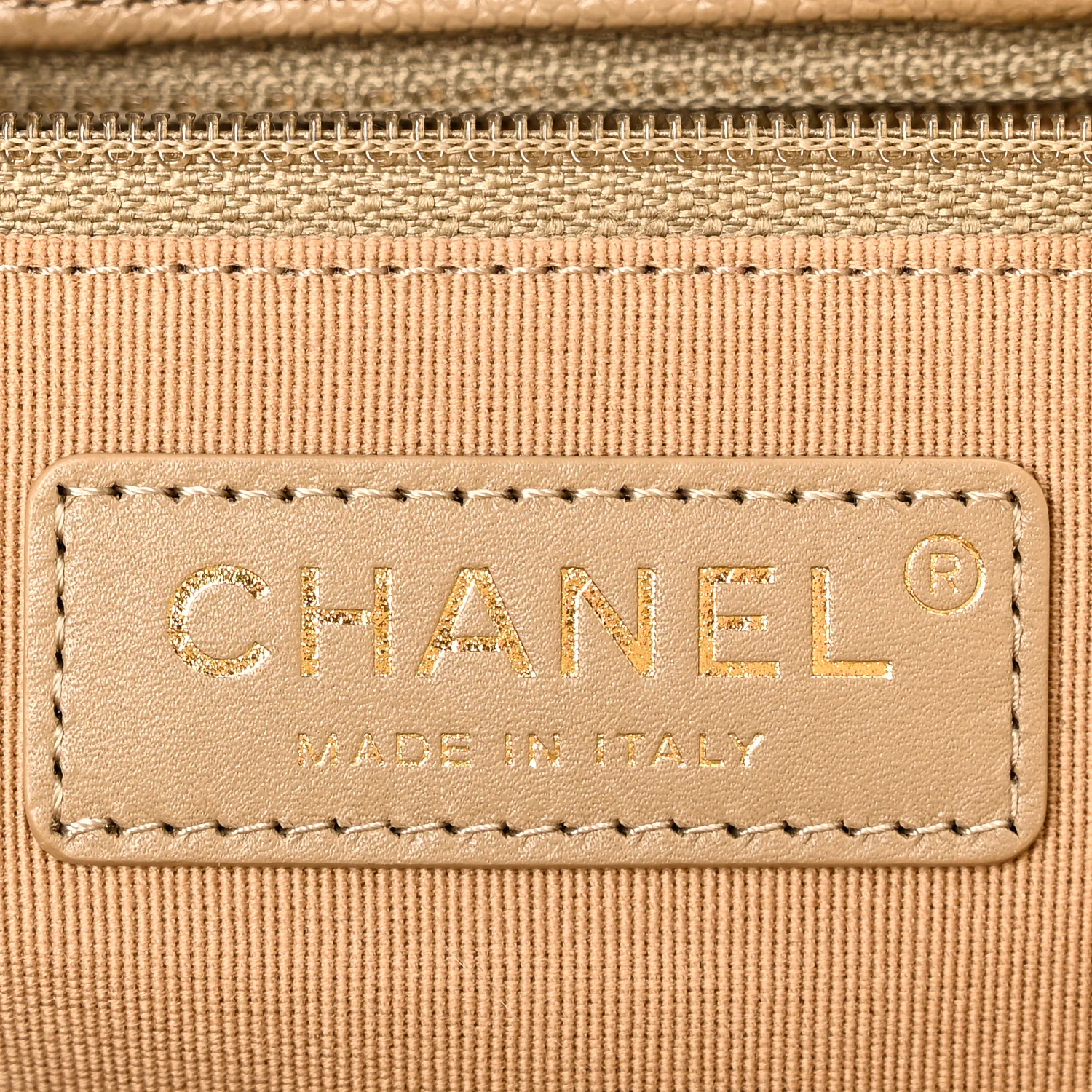 Caviar Quilted Large Shopping Tote Dark Beige