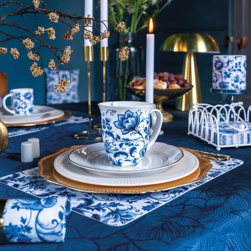 Serviett 33x33 cm 20 stk Delft Blue Florals