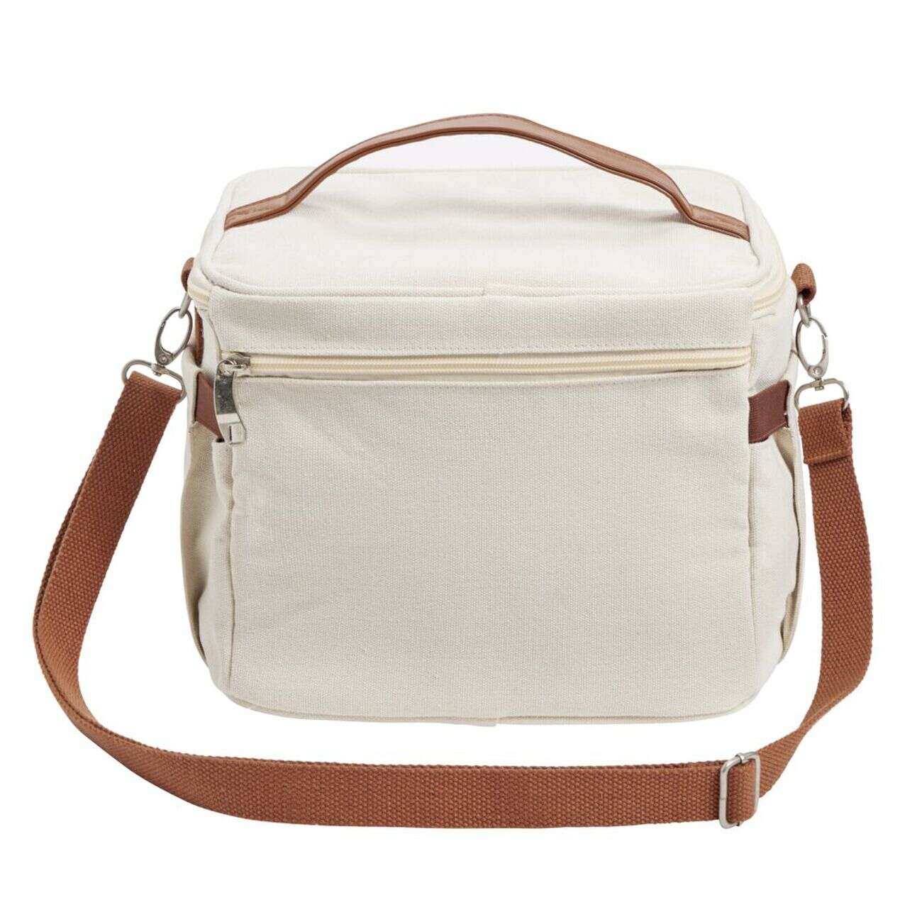 Sac repas isotherme polyester beige et marron 25x20xH20cm