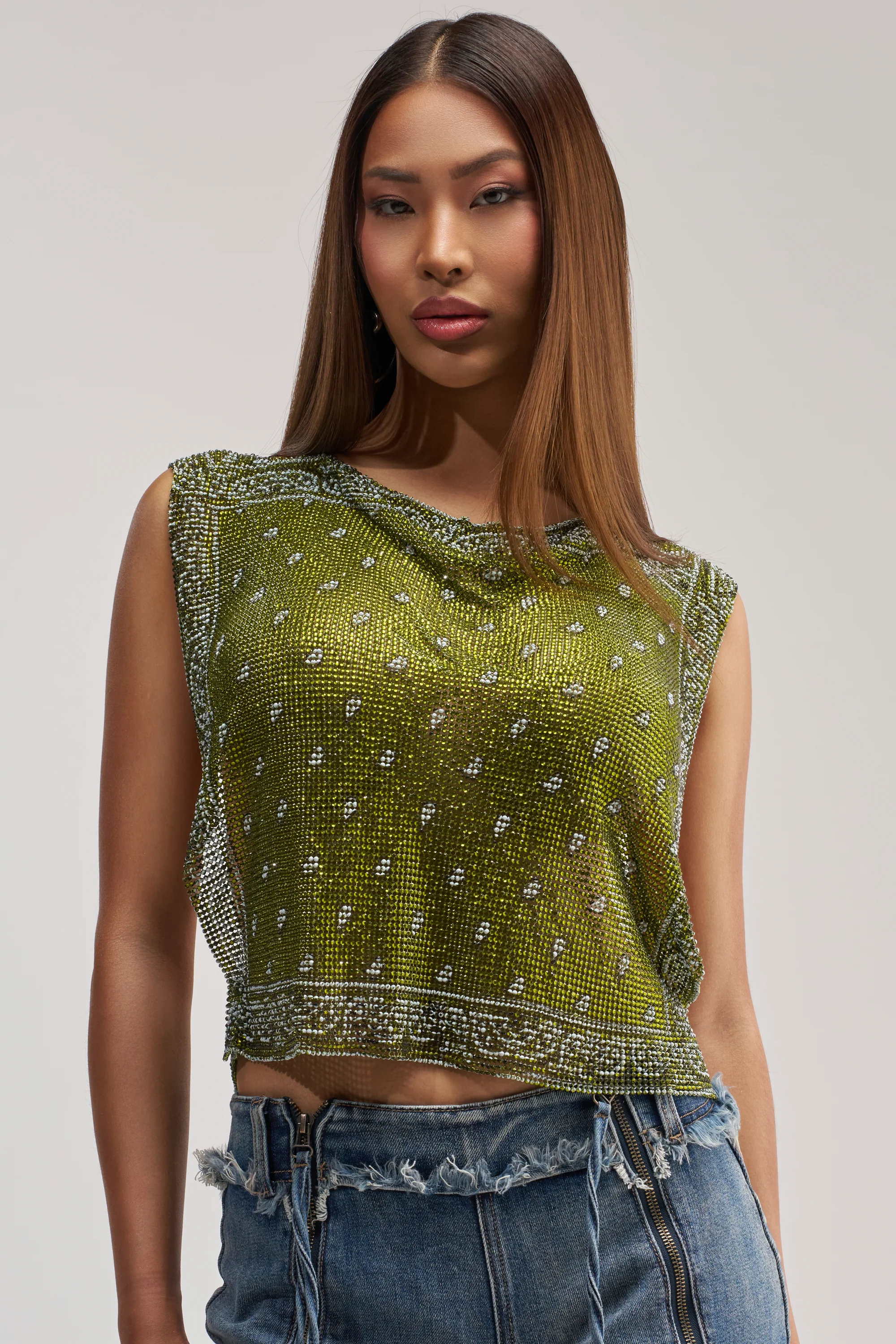 SUMMER LOVIN' RHINESTONE CHAIN TOP - Akira Store