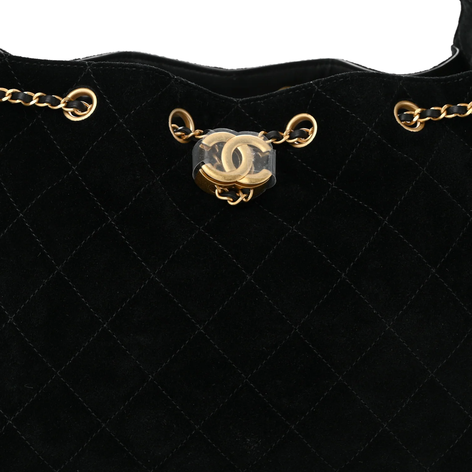 Suede Quilted Small Chanel 25 Handbag Black