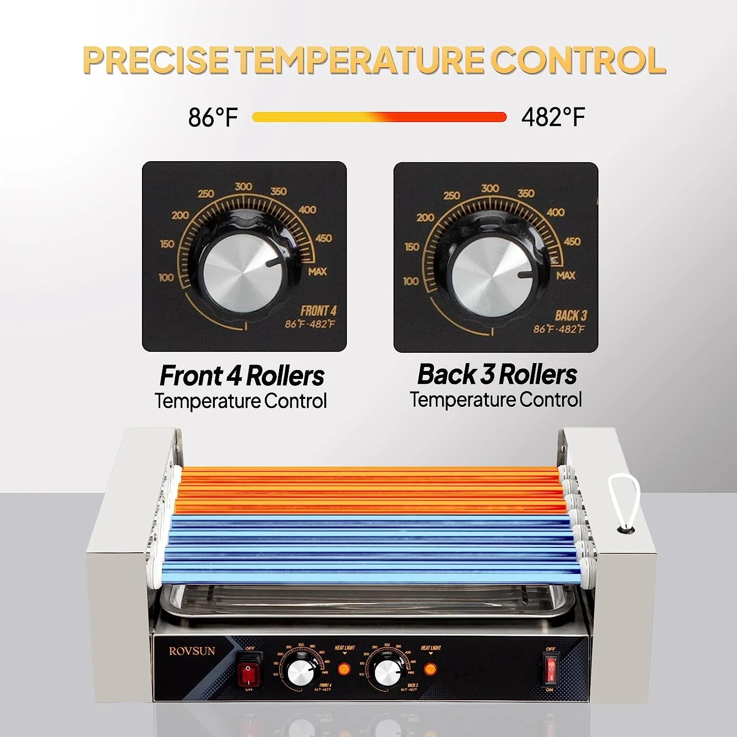 1050 W 18 Hot Dog Capacity Commercial Hot Dog Roller Grill(7 Roller) - Image 6