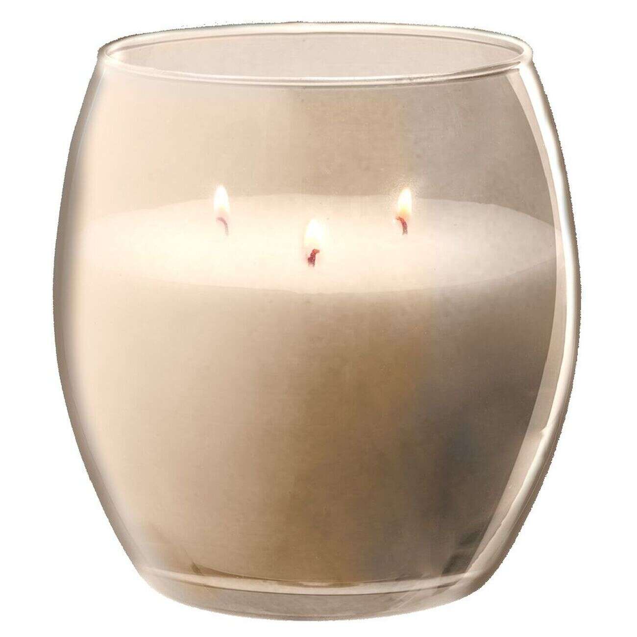 Bougie XL dans verre coloré beige senteur jasmin orchidée 36H