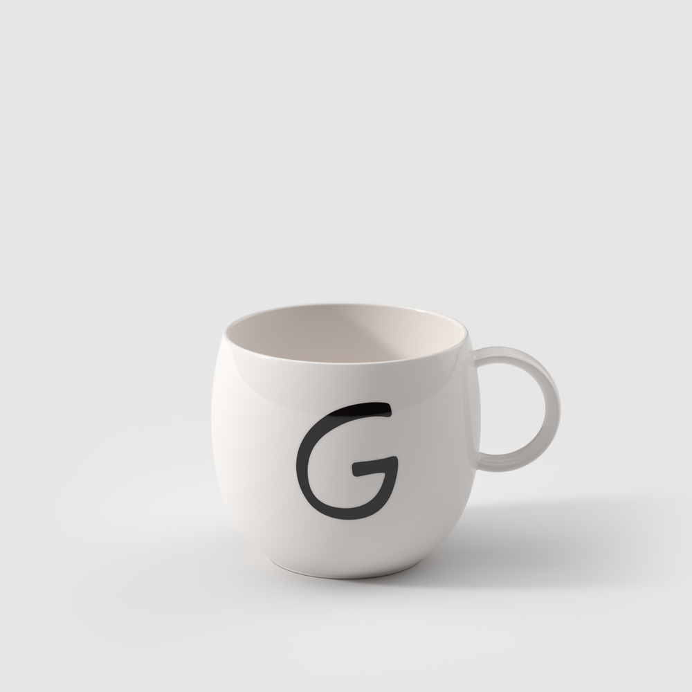 Letters Mug - White, 9.9 oz, Premium Porcelain