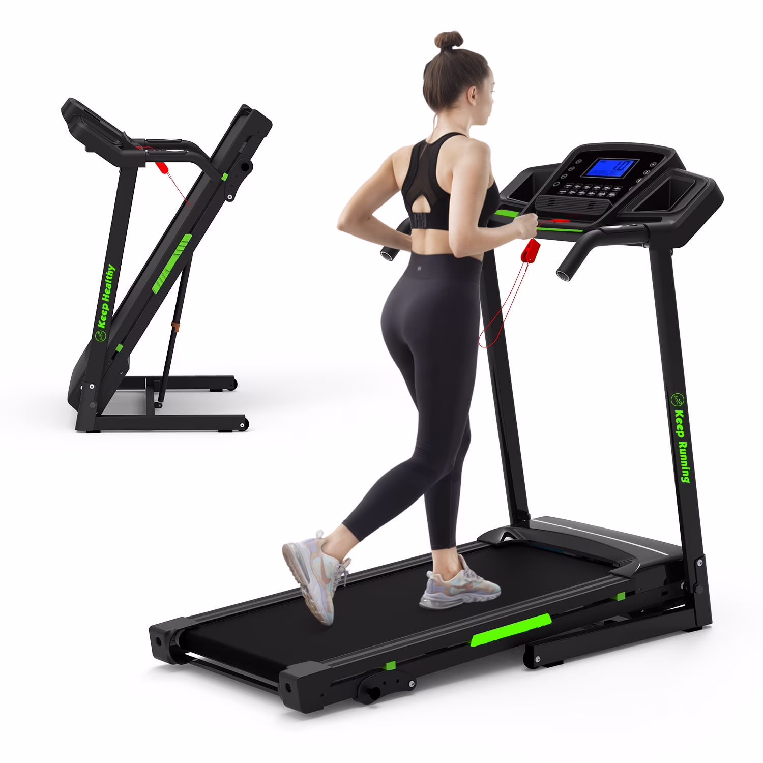 3.5HP 330 LBS Weight Foldable Electric Running Walking Machine with Bluetooth/APP for Home, Fitness Jogging Exercise, Easy Installation and Space Saver for Home Office Gym(3.5HP-Black)