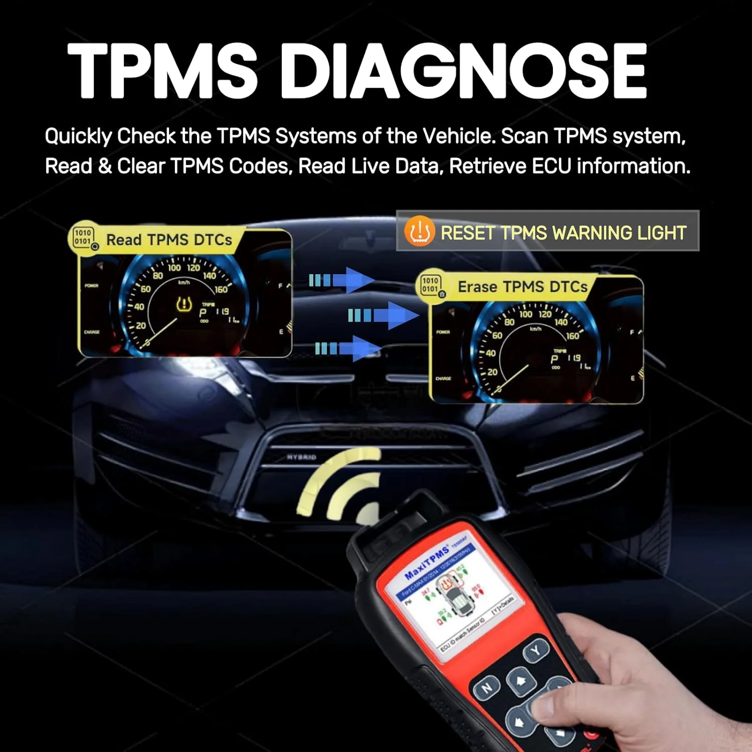 MaxiTPMS TS508WF TPMS Relearn Tool Upgrade of TS508 TS408 TPMS Tool Activate/Relearn All Sensors Program Sensors TPMS Reset/Diagnosis Read/Clear TPMS Code Free Lifetime Update - Image 6