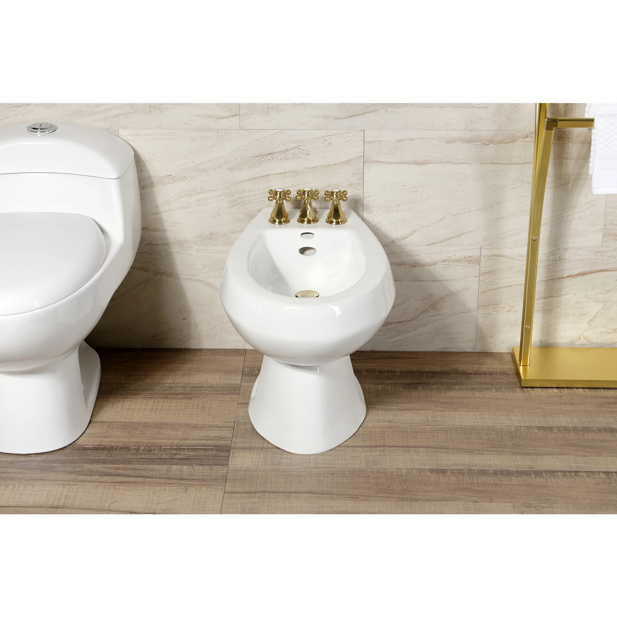 Kingston Brass KB320BX Metropolitan Three-Handle Bidet Faucet with Brass Pop-Up, Matte Black
