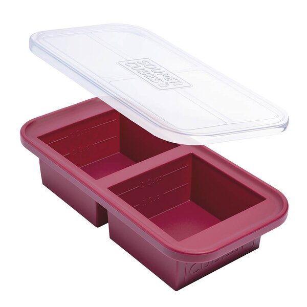 Matoppbevaring m/lokk silikon 2-cup 2x500 ml cranberry