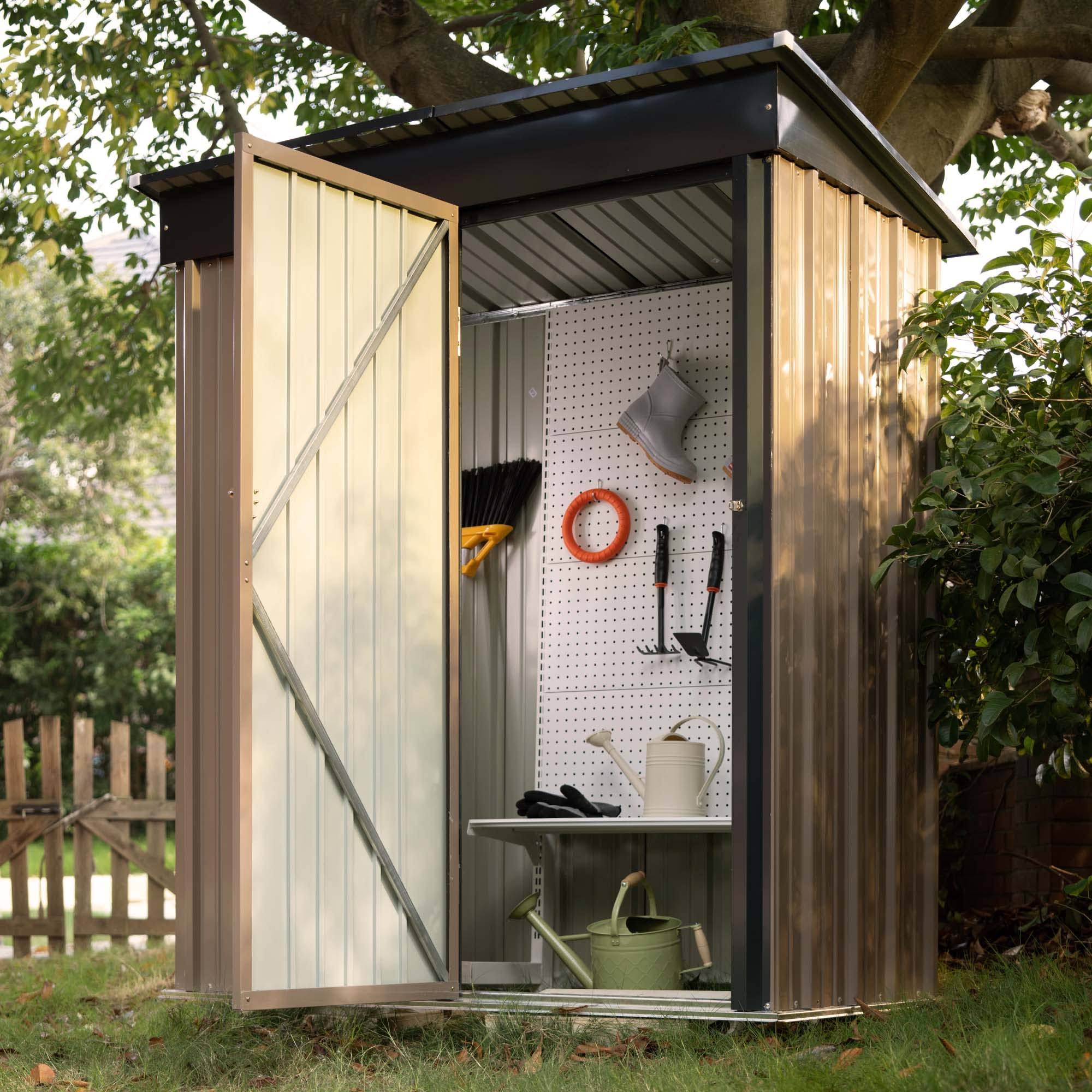 5 x 3 ft Lockable Metal Garden Shed Steel Anti-corrosion