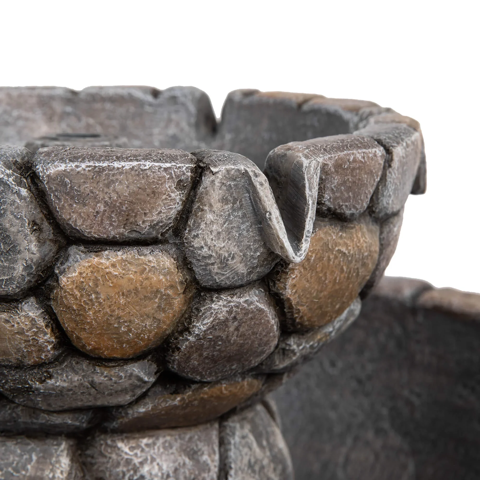 Glitzhome 24.5 Outdoor 2 Tier Stone-Like Water Fountain Bird Bath for Garden Patio Decor
