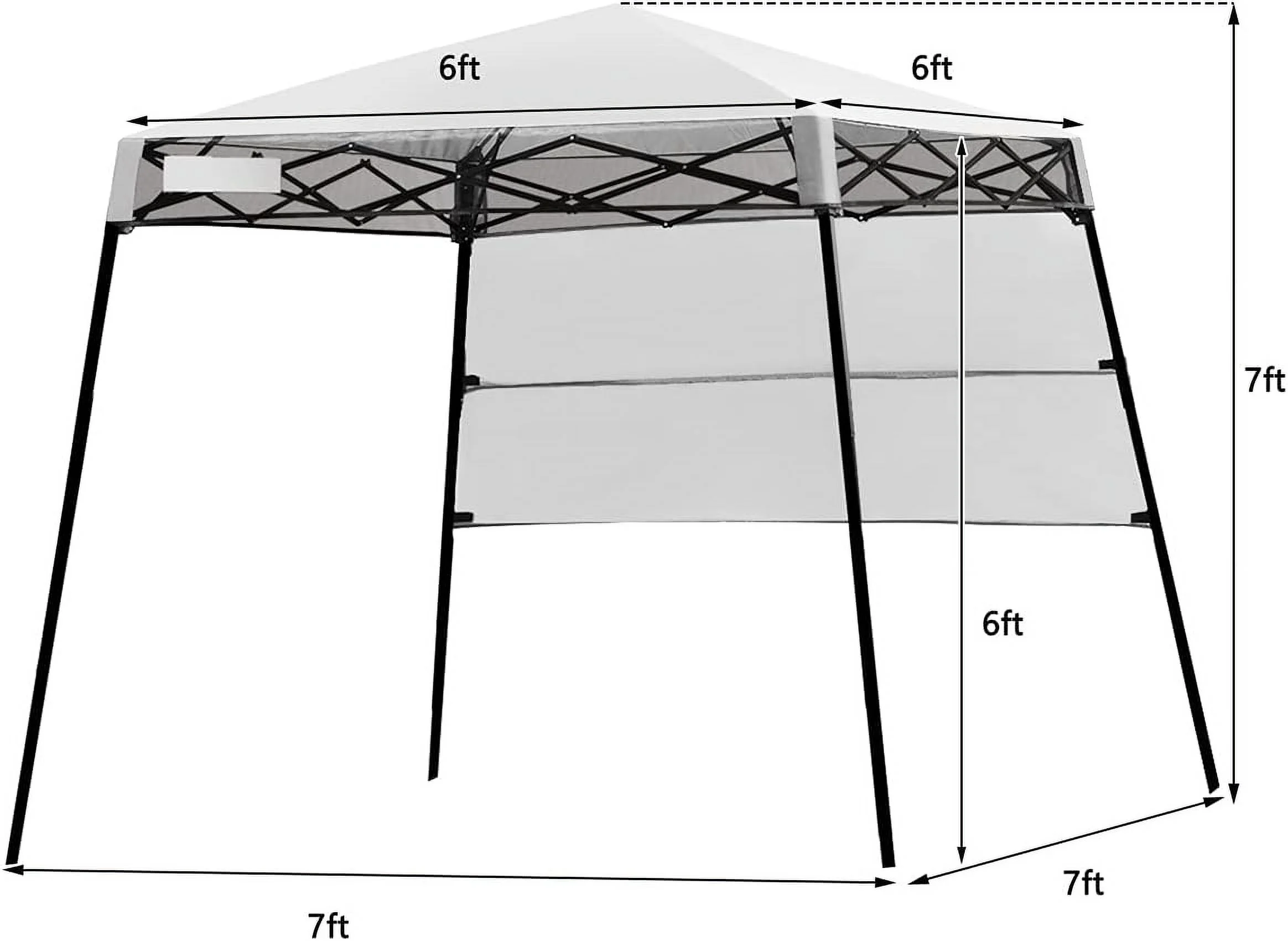 PINDEE 7x7 Ft Pop up Canopy, Slant Leg Outdoor Tent with Carry Bag & 4 Stakes, Compact Portable Canopy Tent for Hiking Camping Fishing & Picnic, 7x7 Base, 6x6 Top
