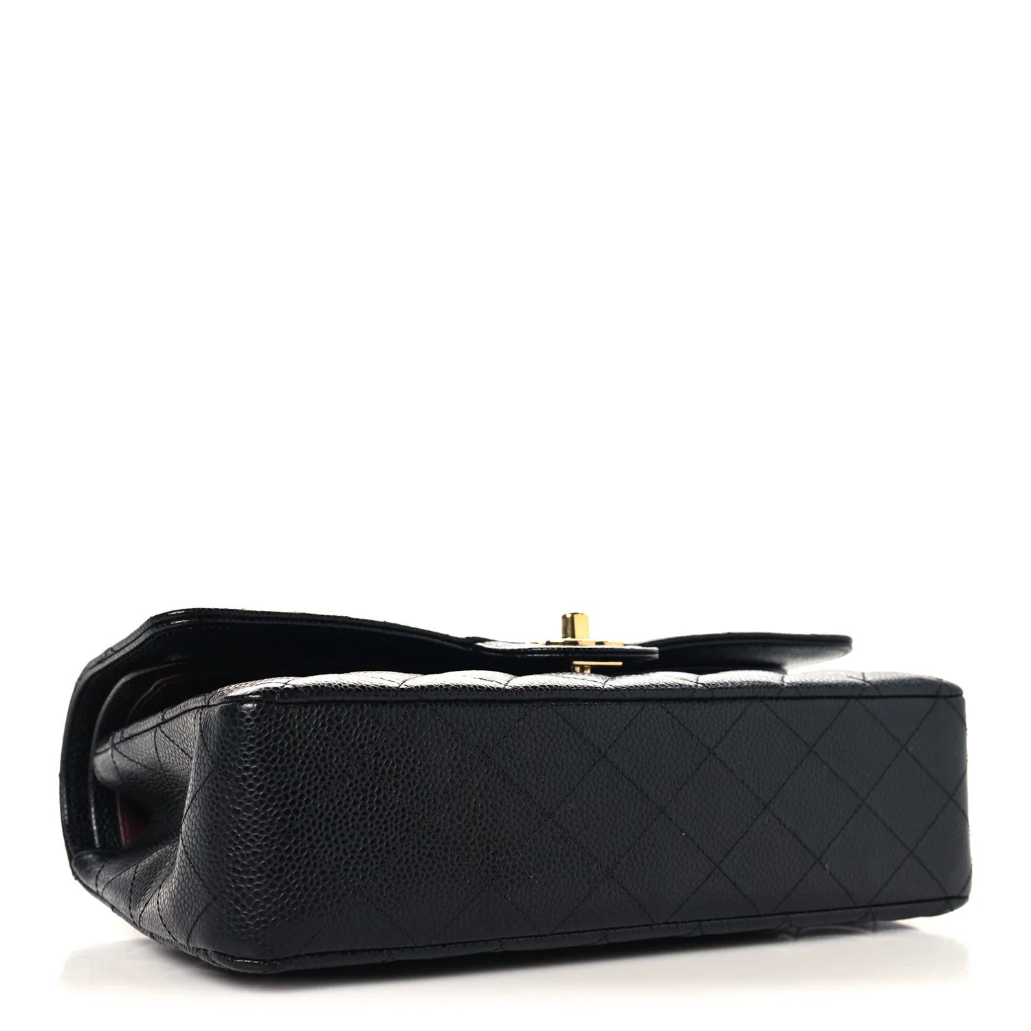Caviar Quilted Medium Double Flap Black