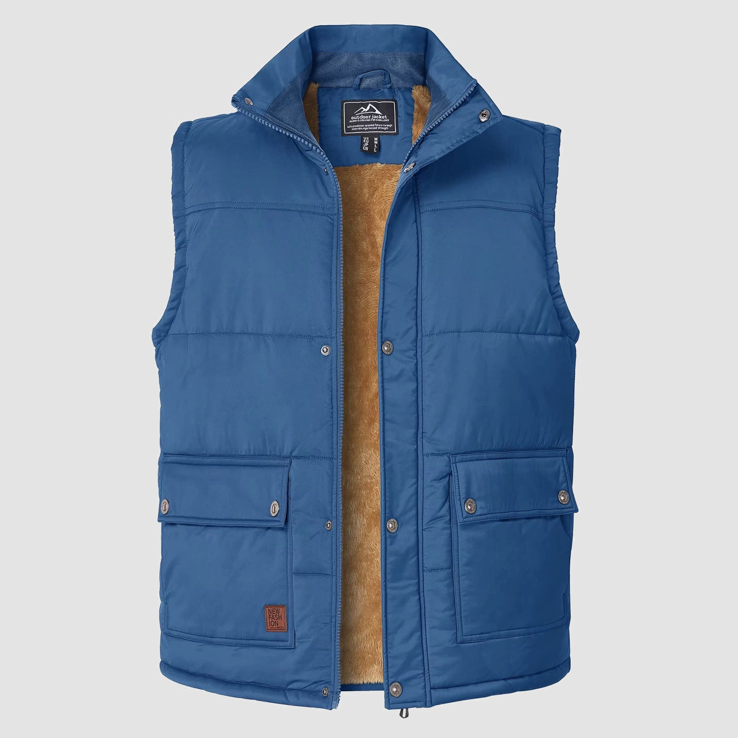 Gilet d'hiver sans manches pour homme, col montant, rembourré, doublé polaire chaude