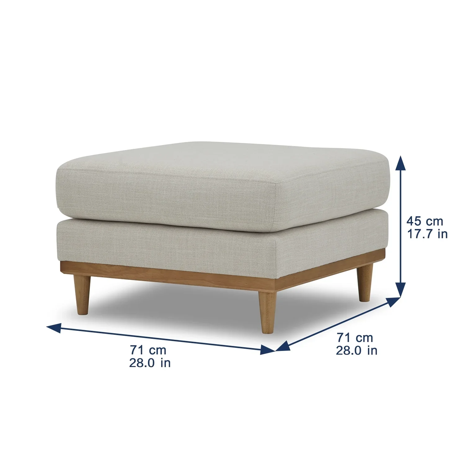 Better Homes & Gardens Springwood Square Wood Frame Ottoman, Charcoal Finish