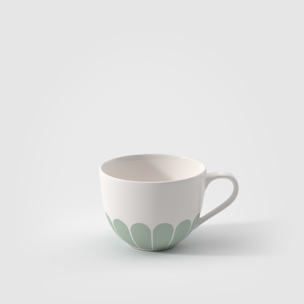 Fleur Coffee cup - Green, 5.5 oz, Premium Porcelain