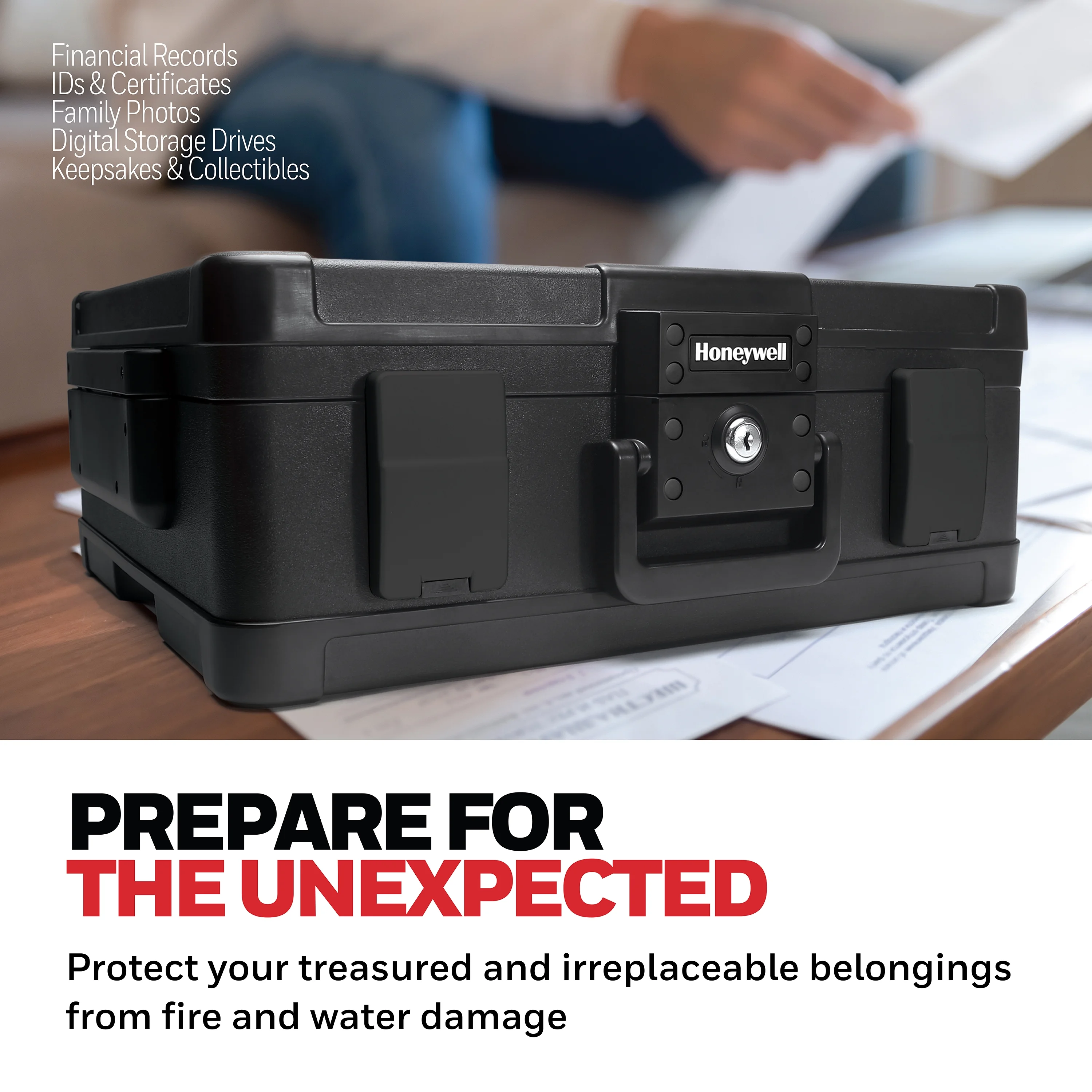 Premium Waterproof Fire Resistant Chest Safe, Key Lock, Large 0.39 cu ft, Black - Image 6