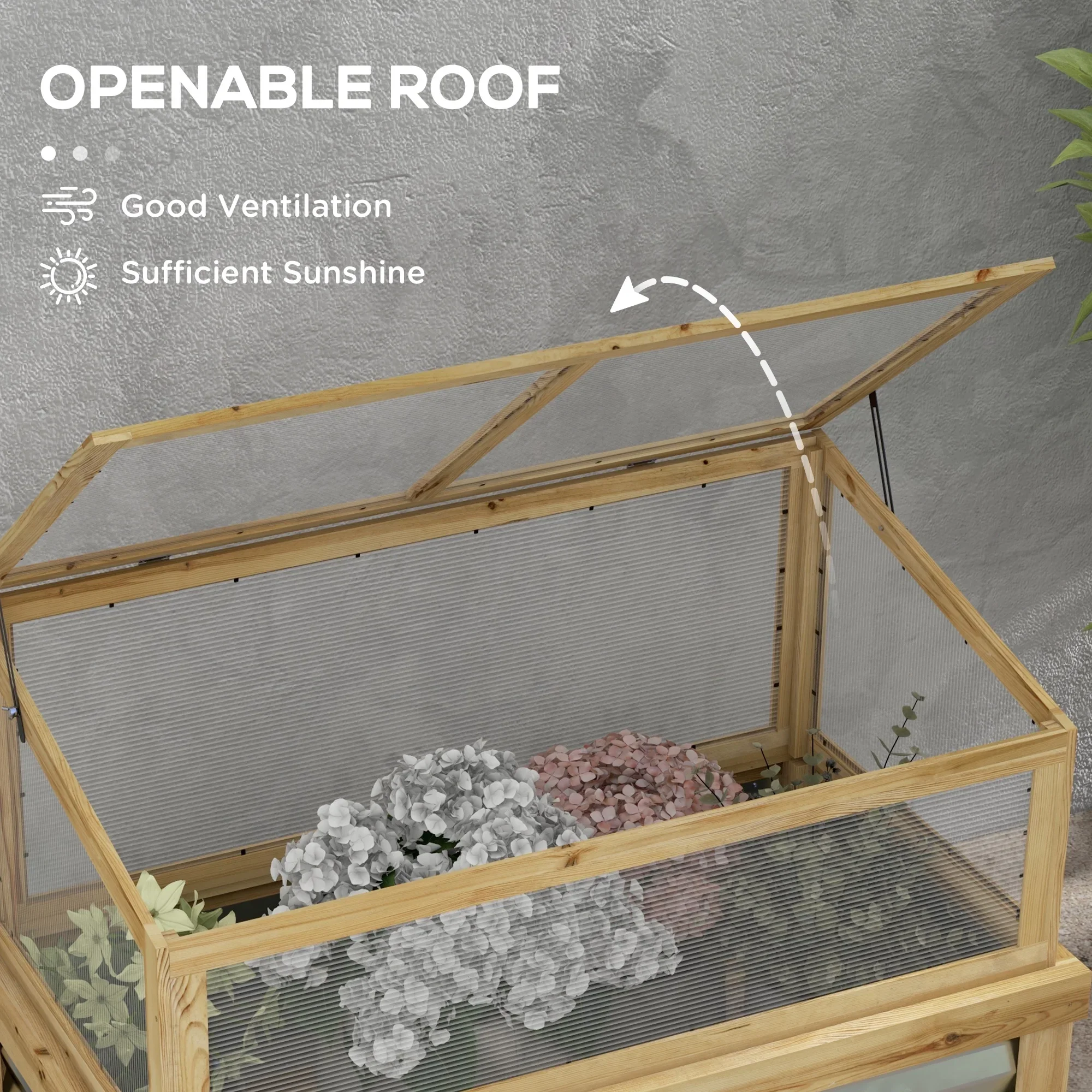 Outsunny Raised Garden Bed with Wooden Cold Frame, 41 x 22.5 x 28.25