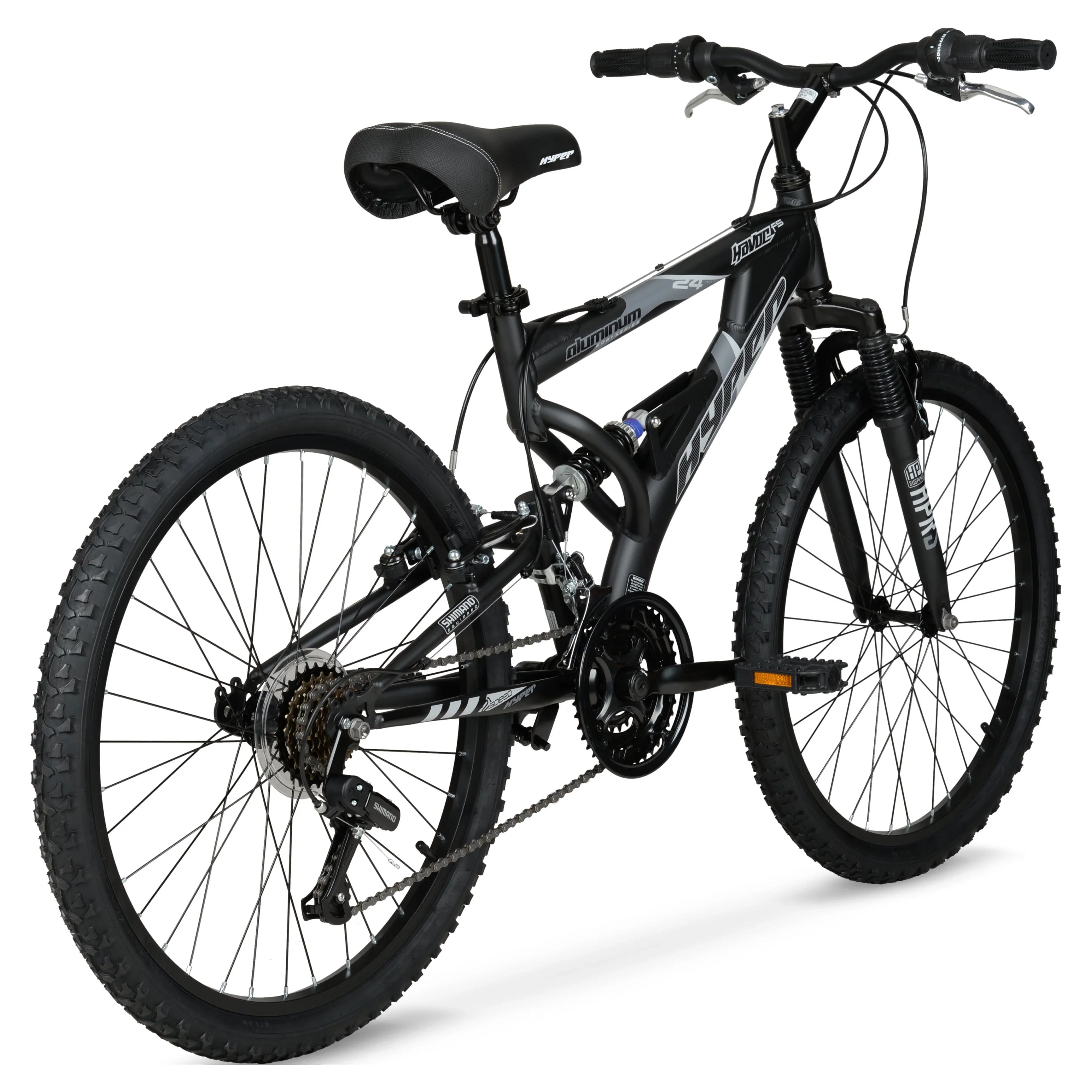 24 Hyper Bicycles Havoc Mountain Bike, Youth/Adult, Recommended Ages 10-14 Years Old, Black
