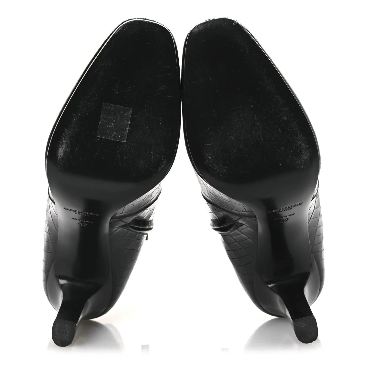 Shiny Crocodile Embossed Jane 90 Zip Booties 42 Black