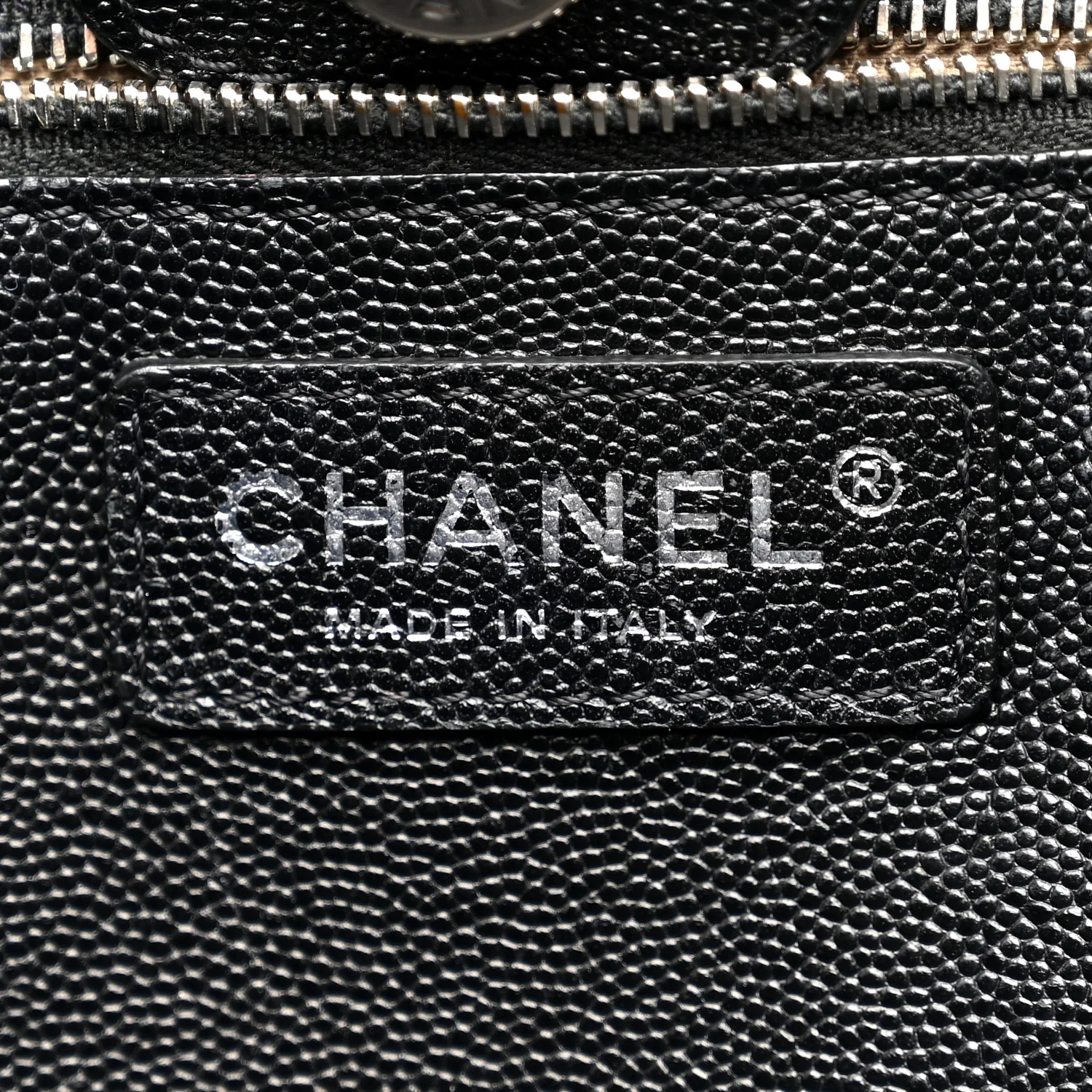 Caviar Stitched Large Lady Coco Shopping Tote Black