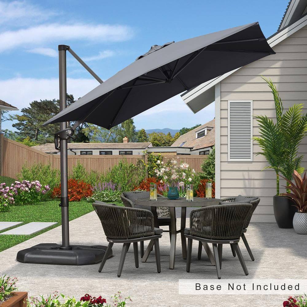 8 ft. Square Outdoor Patio Cantilever Umbrella Aluminum Offset 360�� Rotation Umbrella in Gray