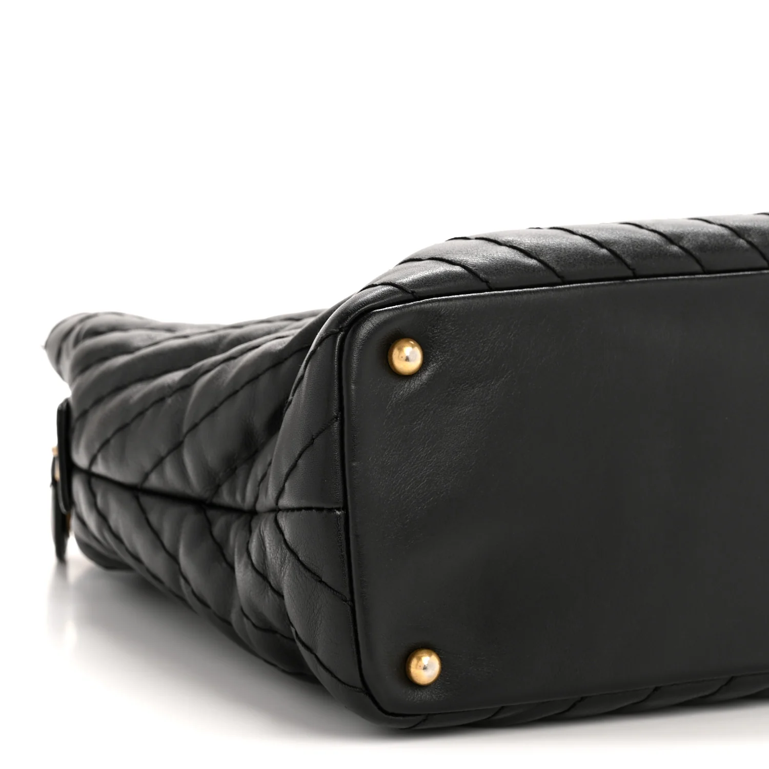 Calfskin Chevron Quilted Surpique Tote Black