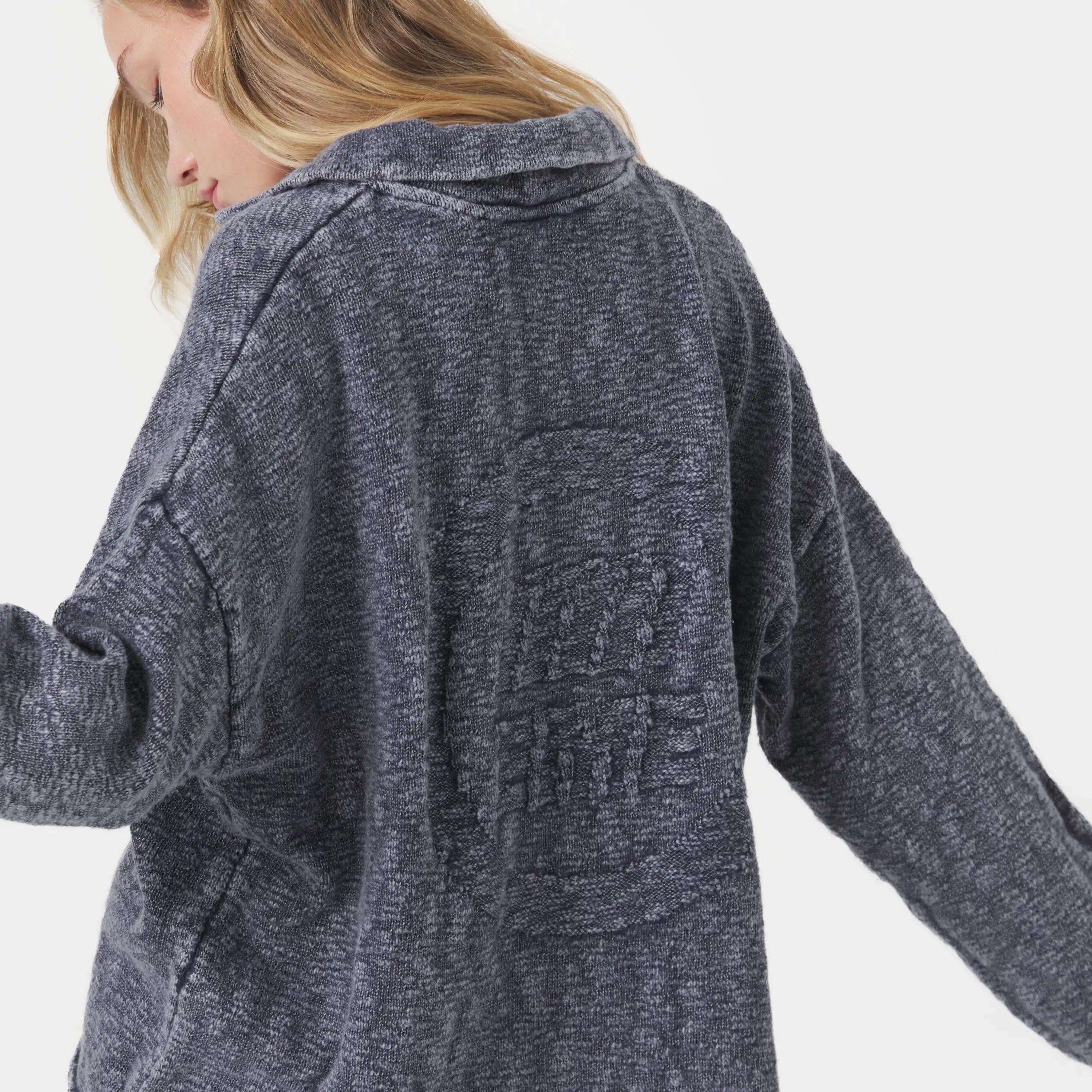 Kiff Navy Distressed Knit Polo