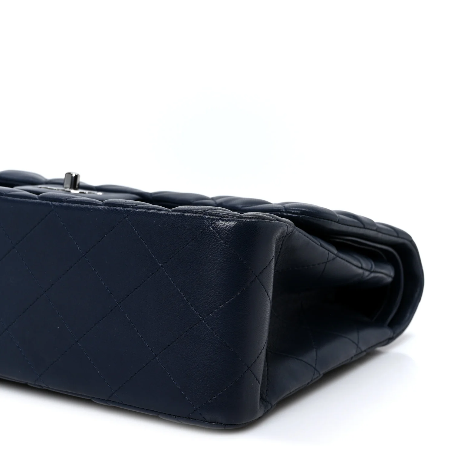 Lambskin Quilted Jumbo Double Flap Navy