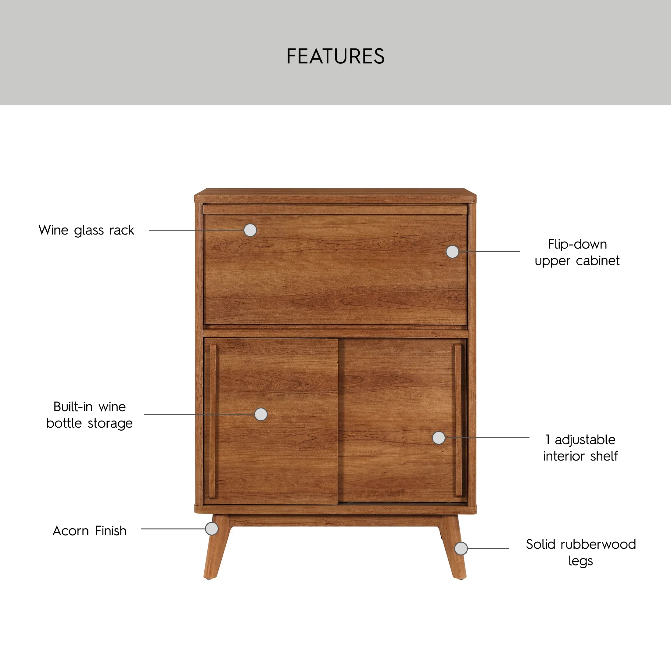Better Homes & Gardens Greyson Bar Cabinet, Acorn Finish