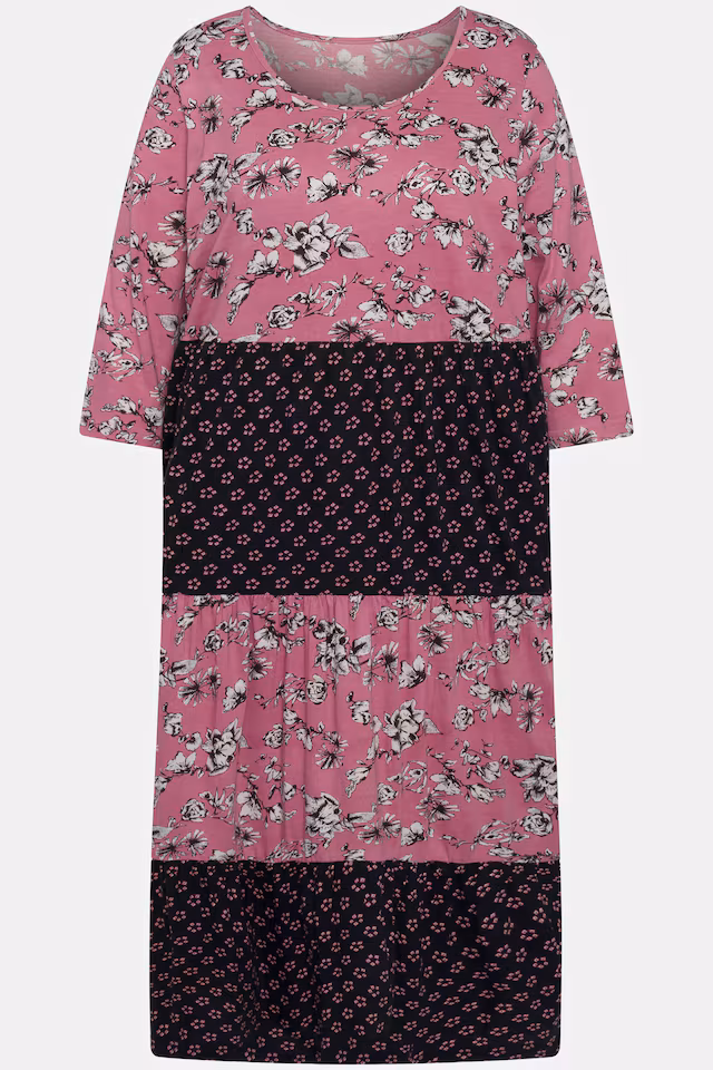 Print Mix Empire Cotton Pocket Knit Dress