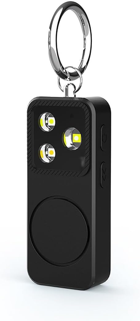 B11 Portable Lighting Women's Safety Alarm Device 150dB Buzzer Alarm Strobe Light Rechargeable with Charging Cable and Power Switch Night-time Flashlight Keychain (Black - Lighting Alarm)
