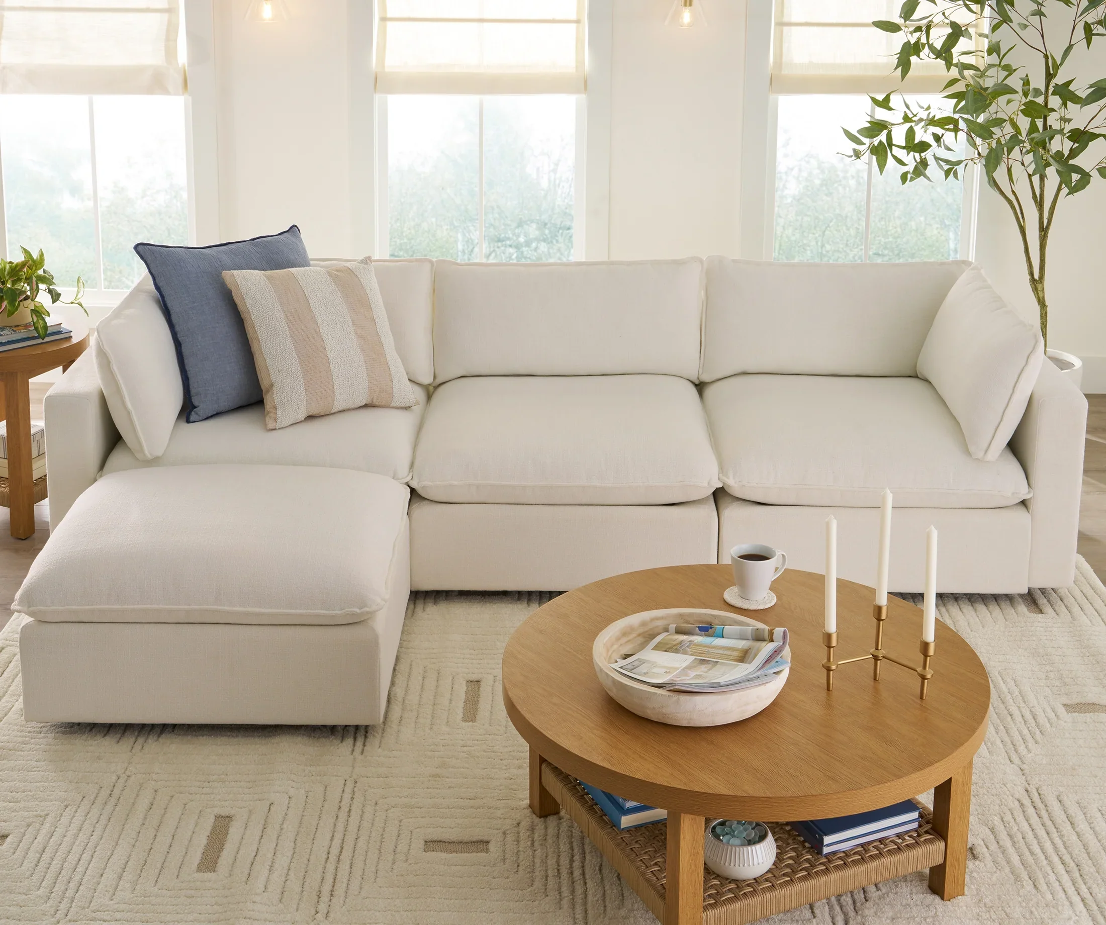 Better Homes & Gardens Weston 107.5 Cloud Modular Sectional Sofa, Heathered Blue