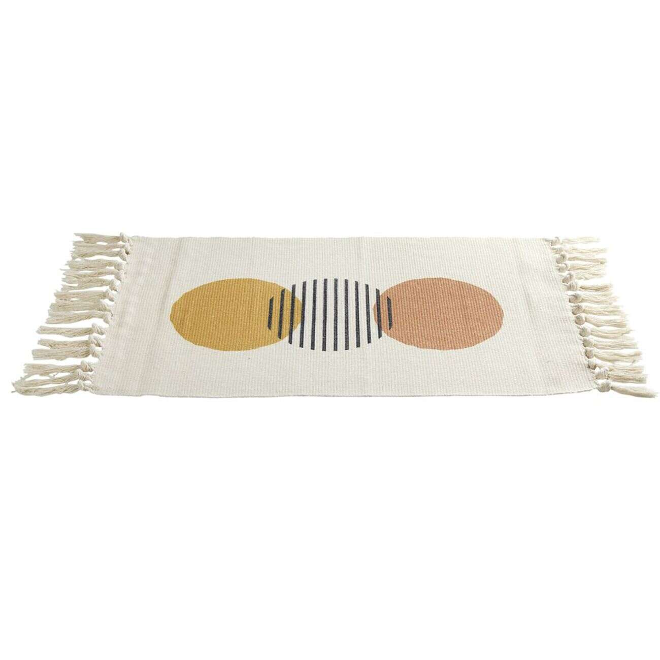 Tapis salle de bain à franges design ronds 45x70cm